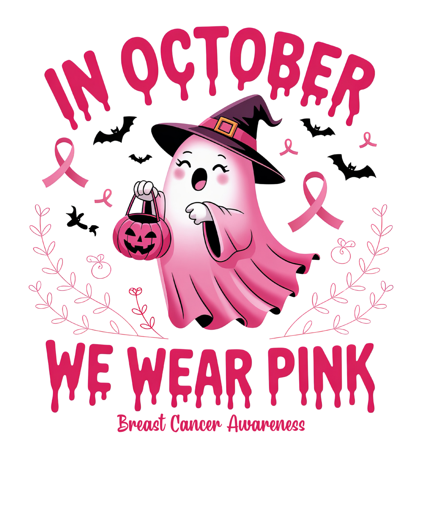 In October we wear pink witch hat 2