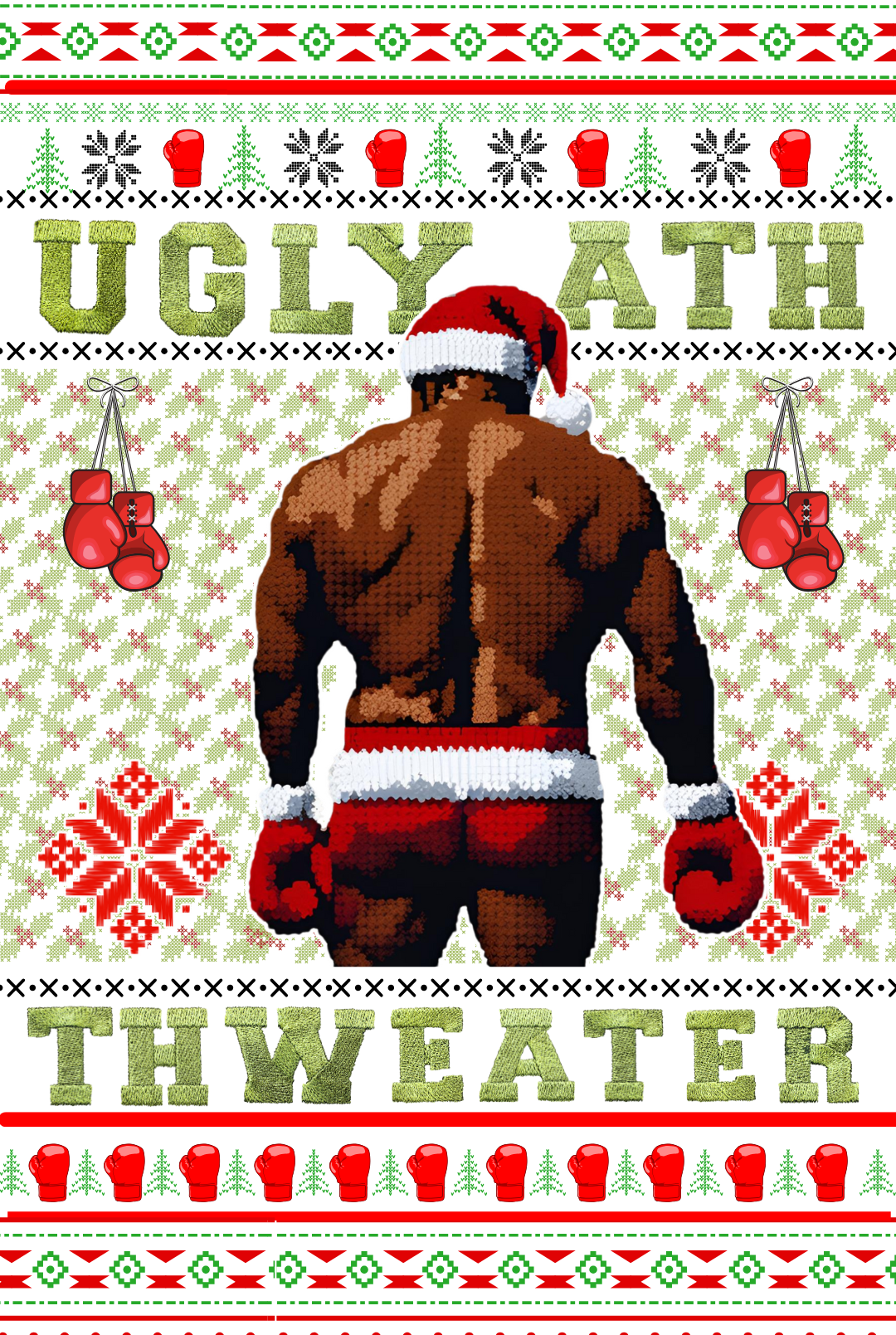 Ugly Sweater Green writing DTF Transfer