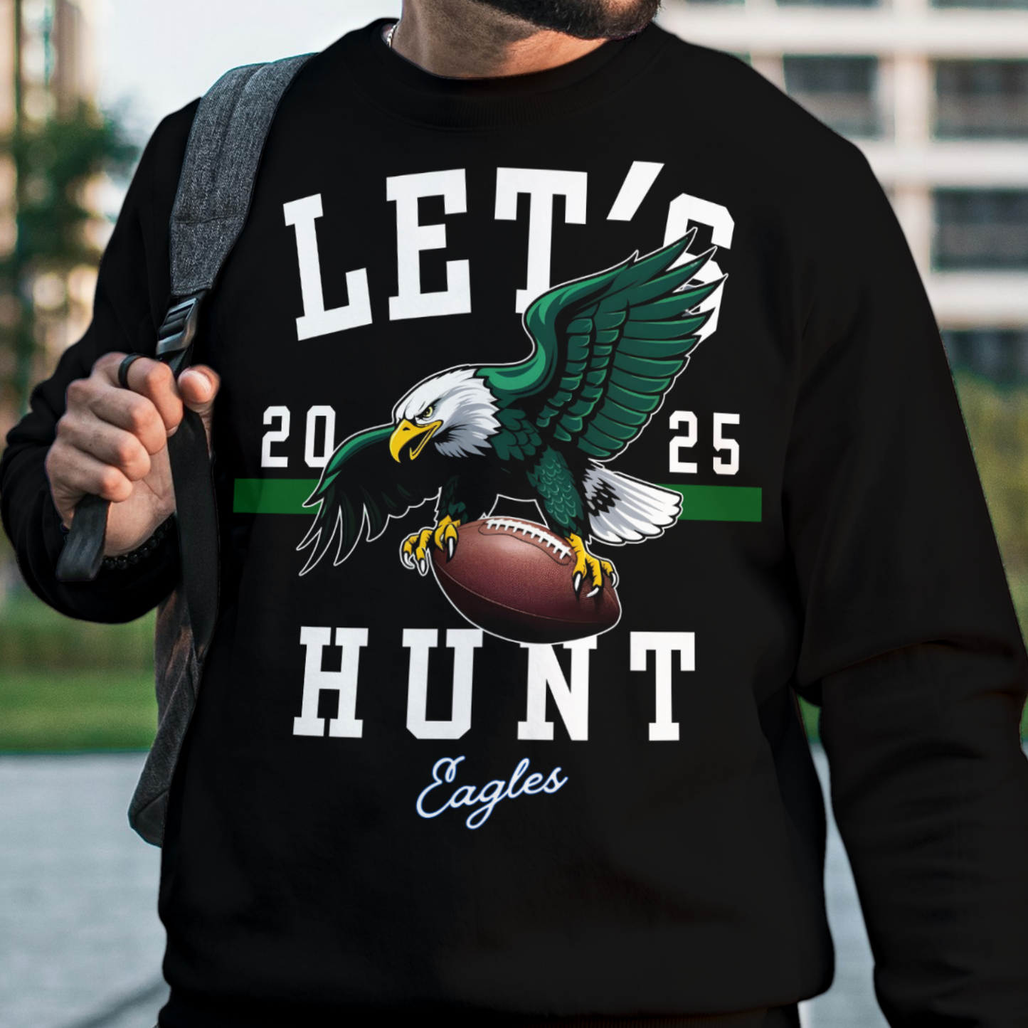 SuperBowl 2025 Let's Hunt White  writing