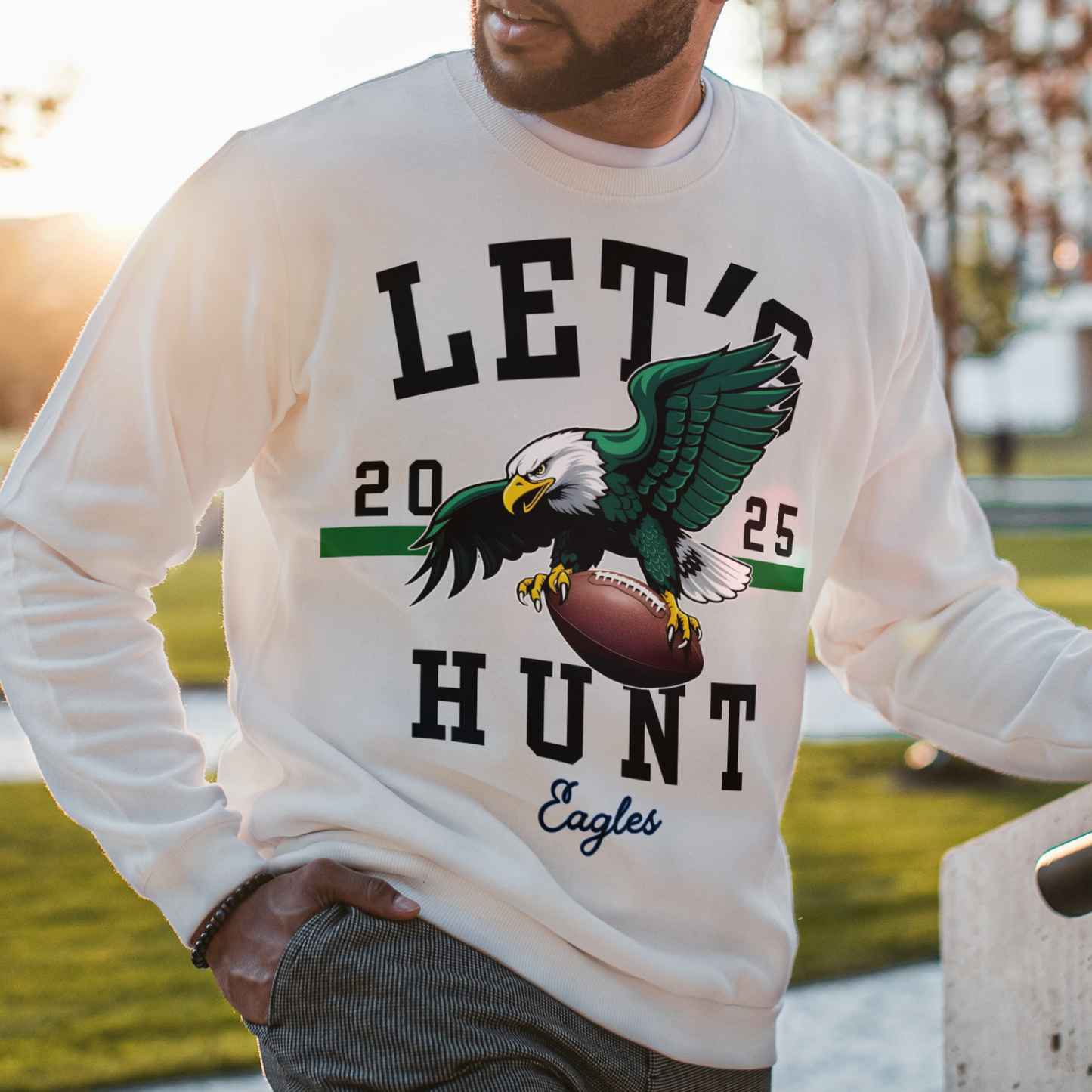 SuperBowl 2025 Let's Hunt Black writing