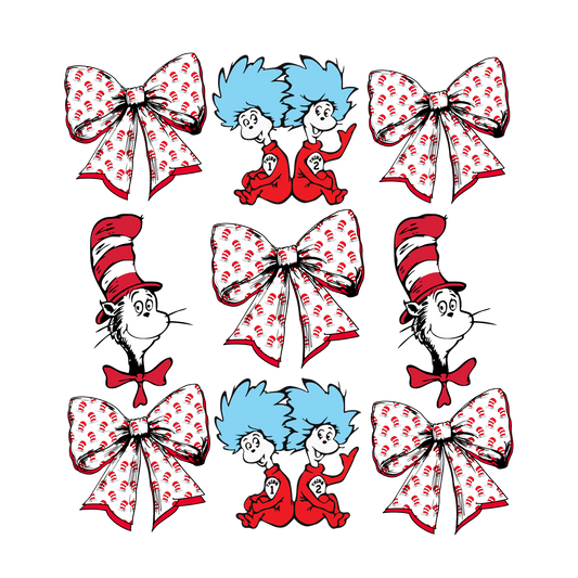 Dr. Seuss red and white bows