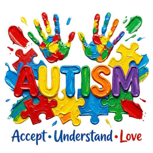 Autism hand paint Accept Understand Love