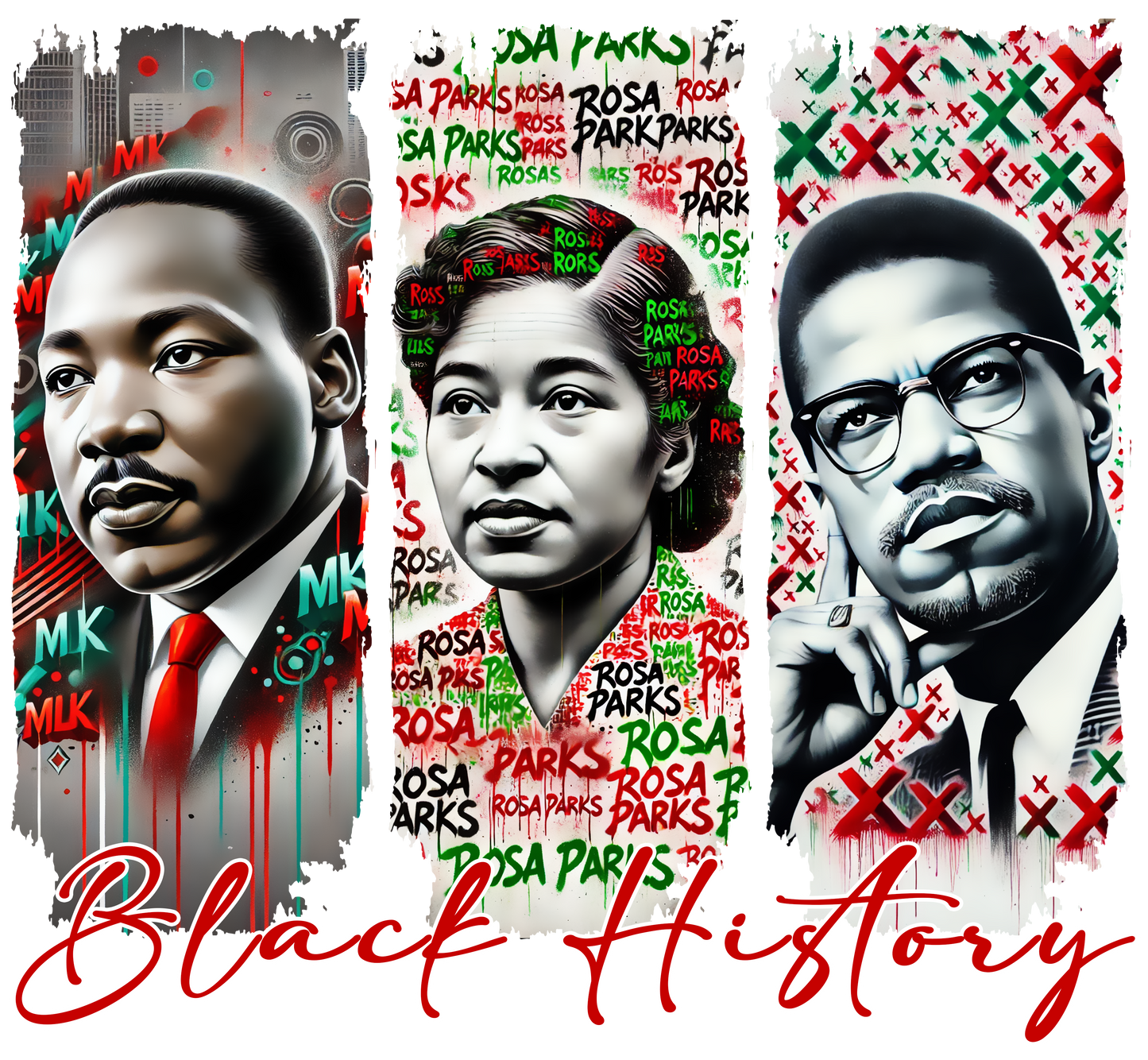 Black History white or red writing