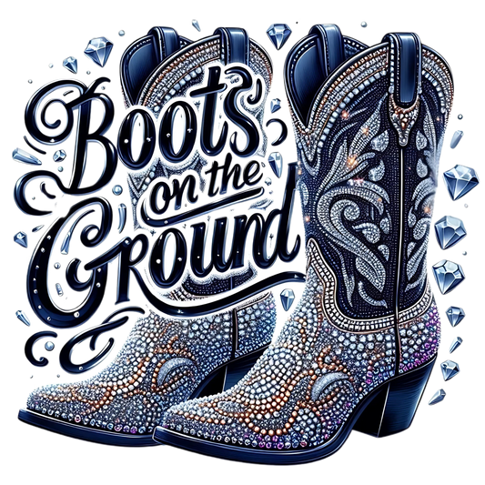 Boots on The Ground Blue Rhinestones
