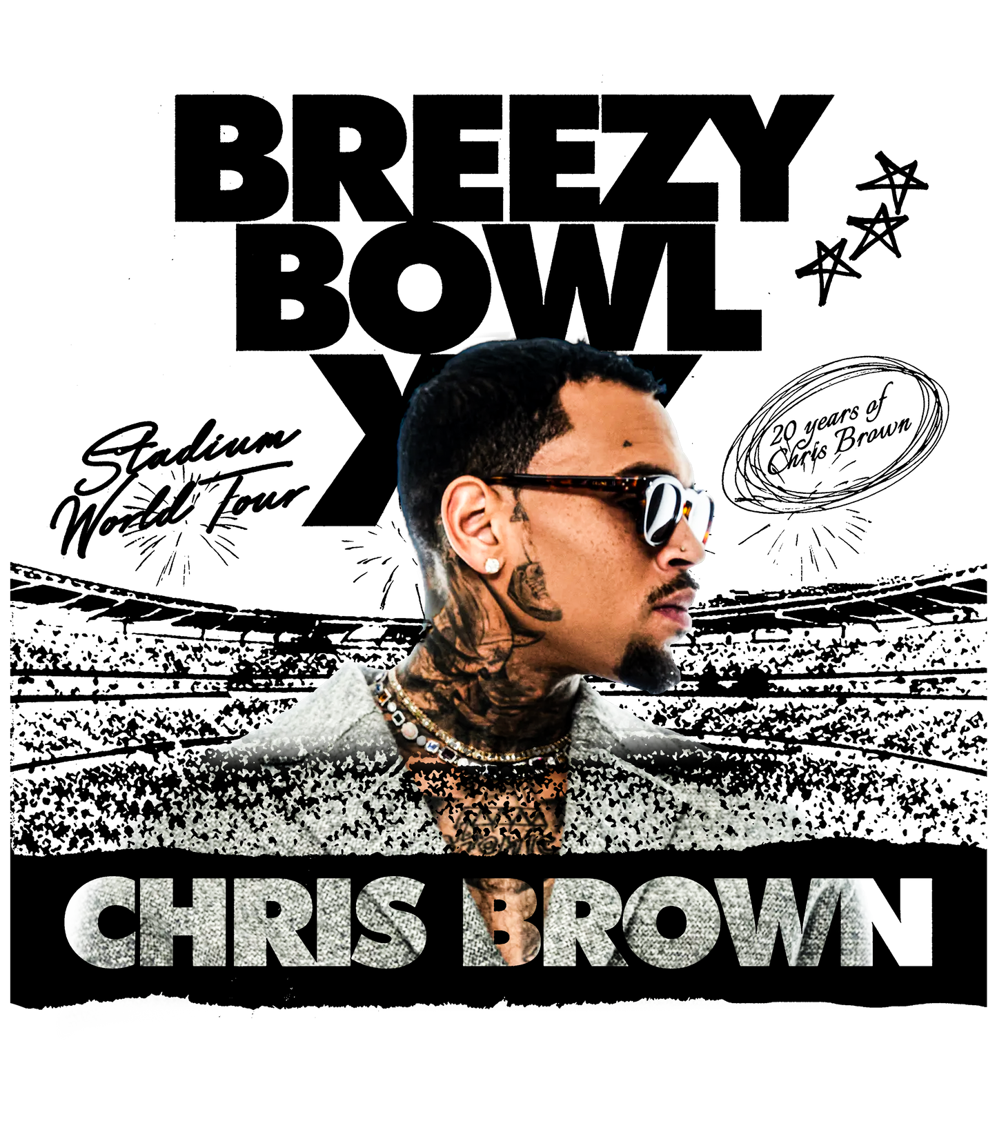 Breezy Bowl Tour Black and White Writing Chris Brown