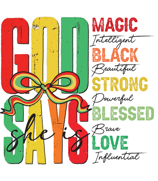 Juneteenth God Says Black and White Writing