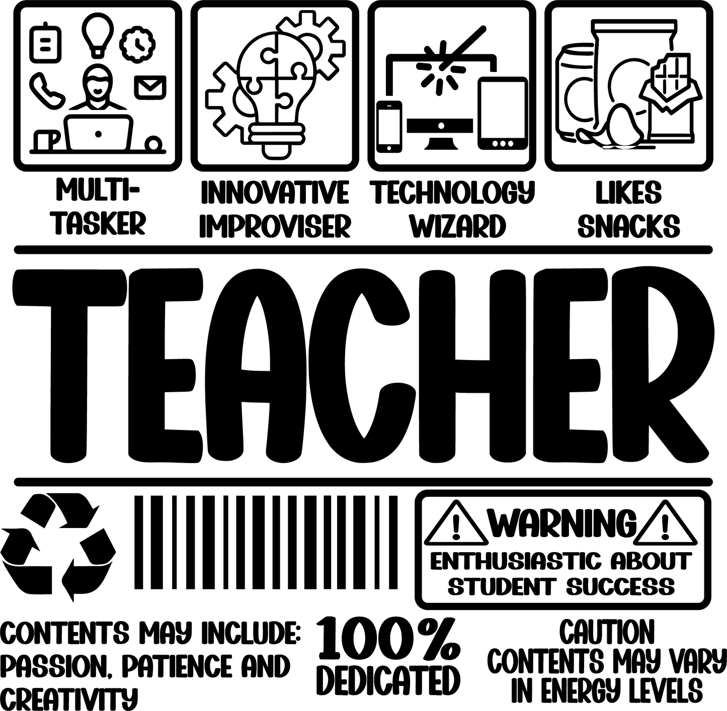 Teacher Label Black or White writing