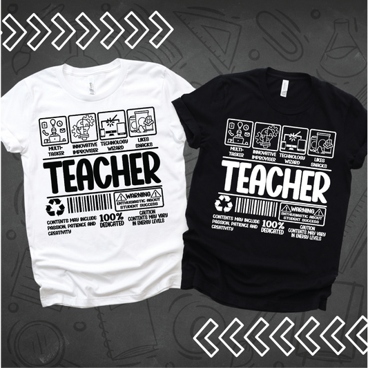 Teacher Label Black or White writing