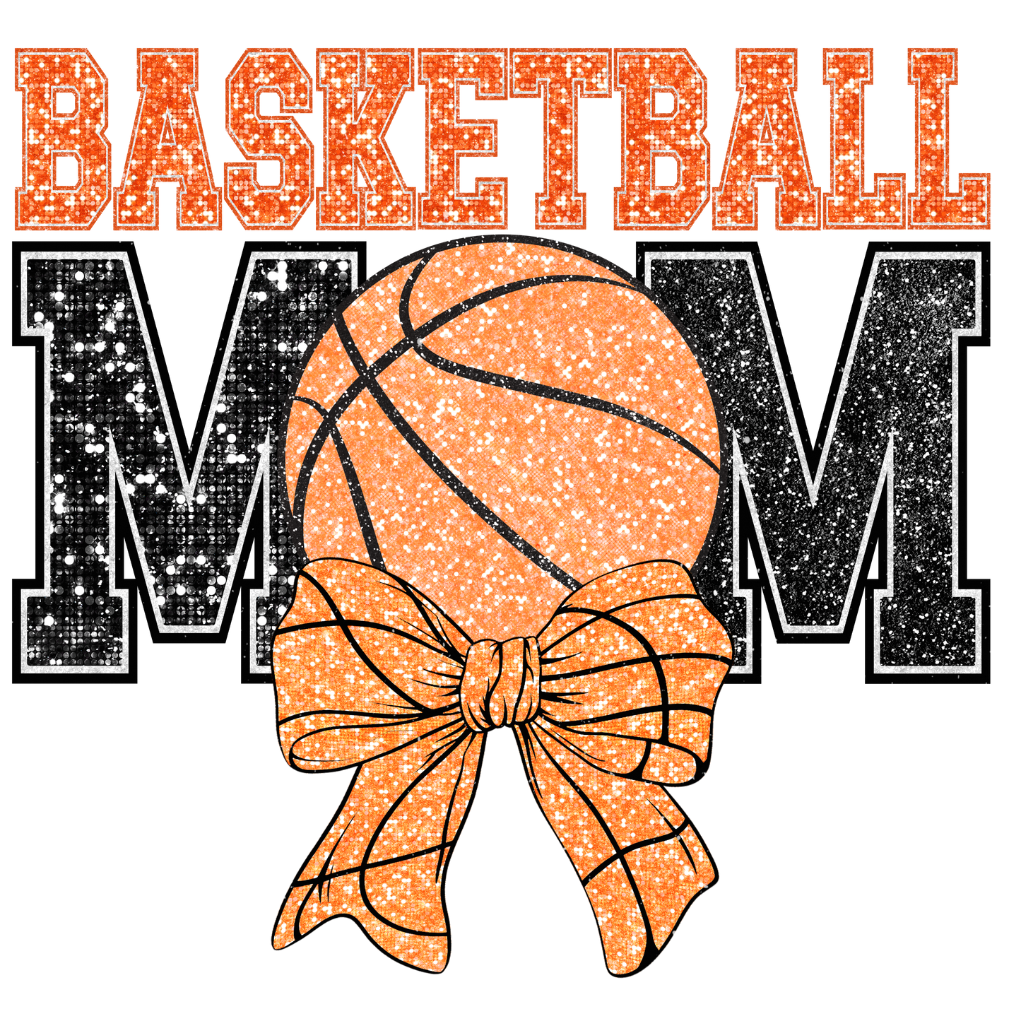 Basketball Mom Orange and black glitter