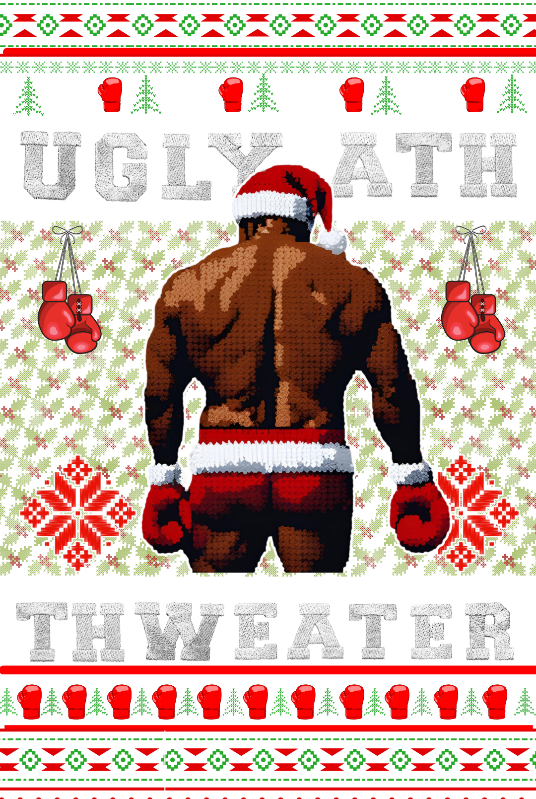 Ugly Sweater white writing DTF Transfer