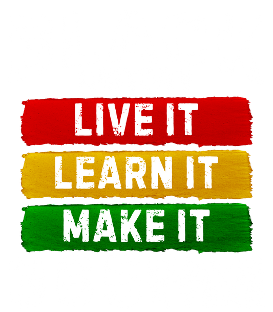 Black History Live It Learn It Make It White writing